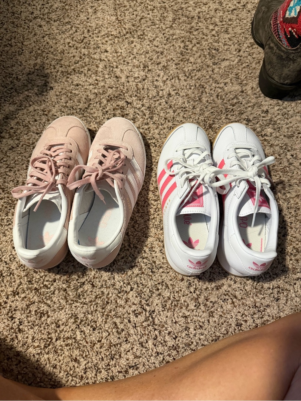 adidas Kids Pink Suede & White Leather Twin Pair Sneakers